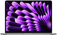Pohled zepředu na vesmírně šedý 13palcový MacBook Air