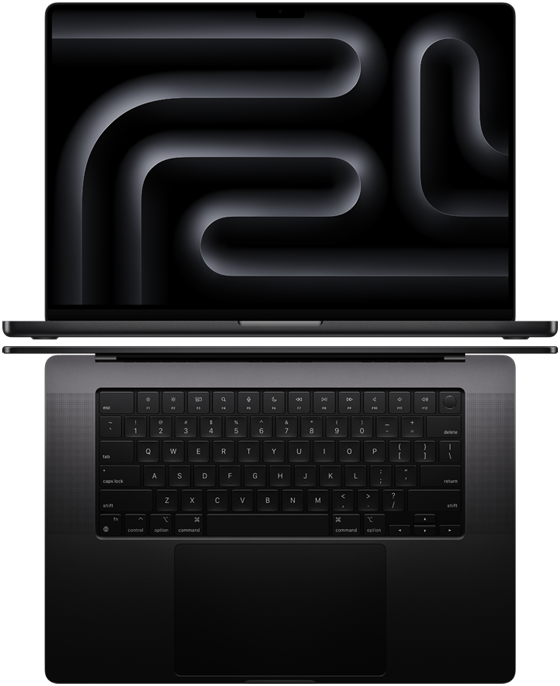 MacBooky Pro naaranžované tak, aby byla vidět velká obrazovka a tenká konstrukce